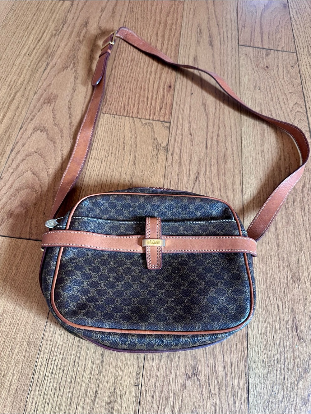 Vintage Celine Macadam Canvas Shoulder Bag